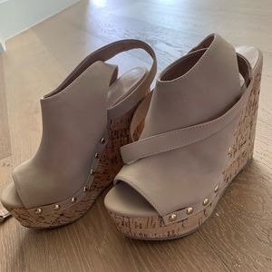 Faux suede wedges